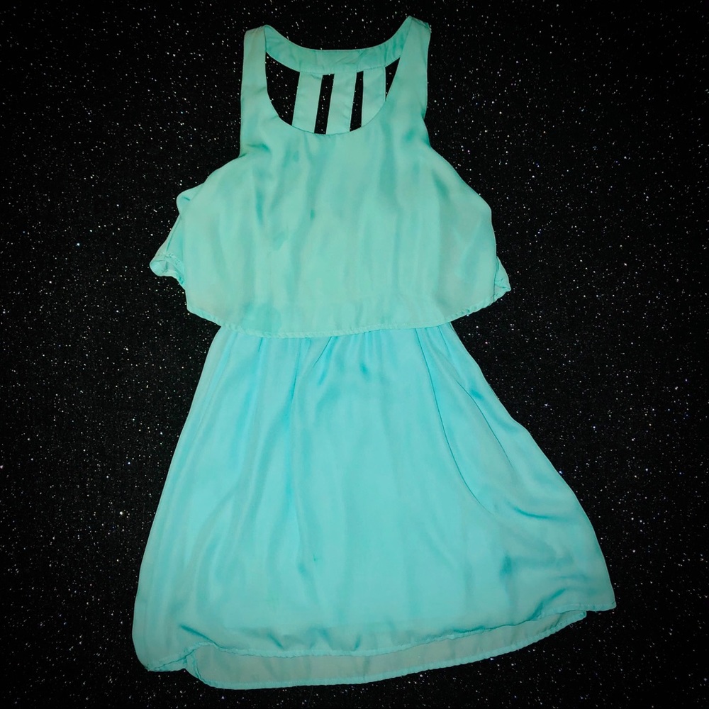 Aqua colored cocktail dress